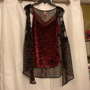 ⭐️ 3 for $10 Velvet cami with sheer cover blouse